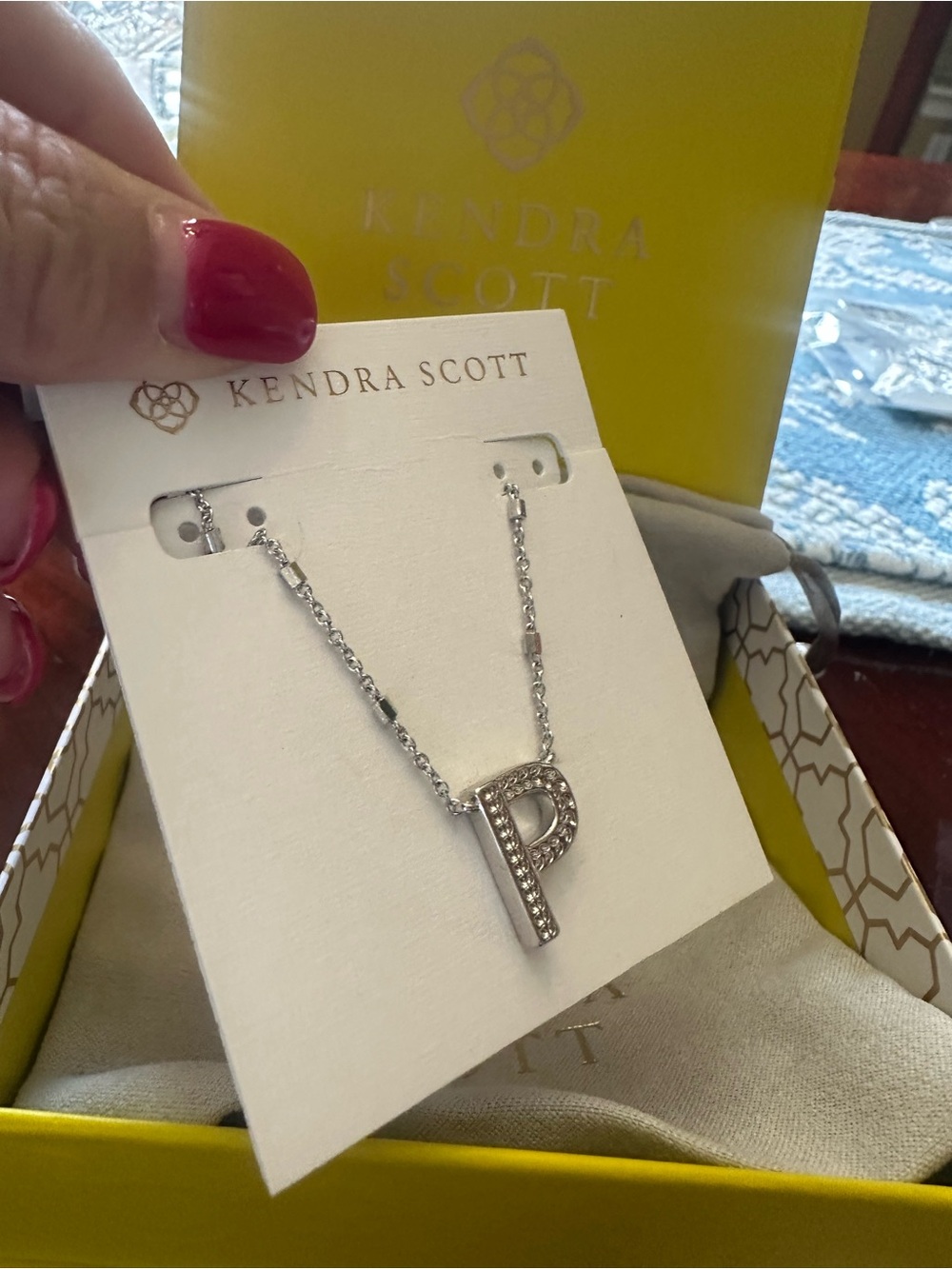 Kendra Scott Letter P Pendant Necklace in Silver NWT